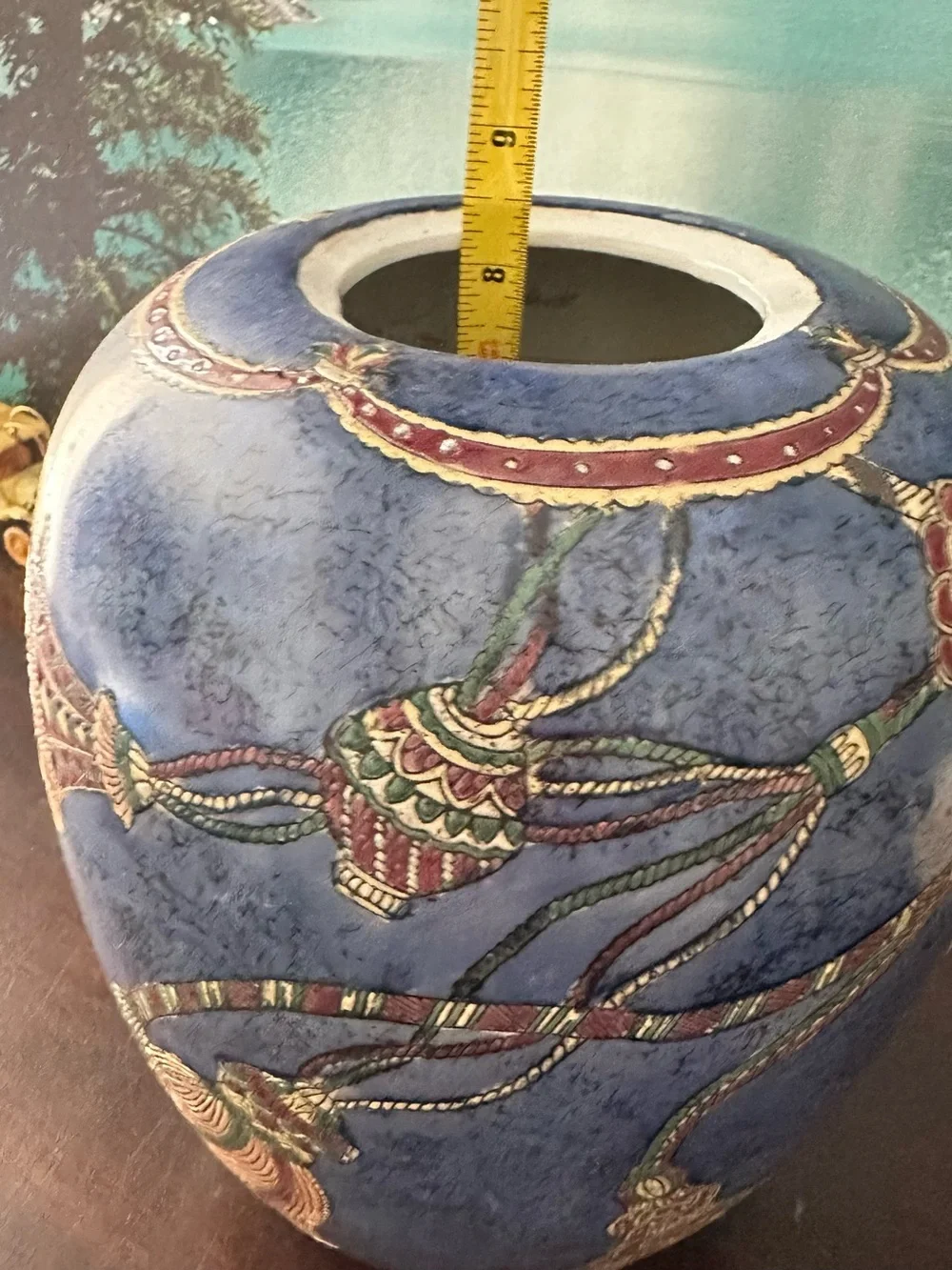 Blue Floral Ceramic Vase - Brand: